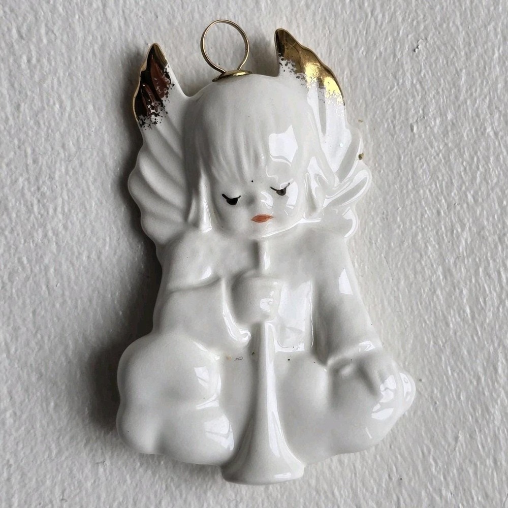 Vintage 1992 Goebel Angel‎ holding A Trumpet Ornament Germany